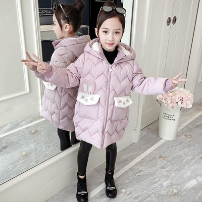 Modern gyerekdzseki lányoknak kapucnival sárga, rózsaszín és fekete rátéttel