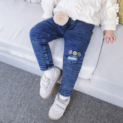 Modern gyerek leggings lányoknak fekete és kék rátéttel