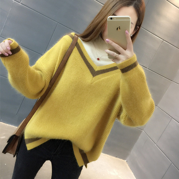 Pulover de dama modern cu guler polo in trei culori