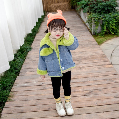 Alkalmi gyerek farmerdzseki puha béléssel és gombokkal, két színben