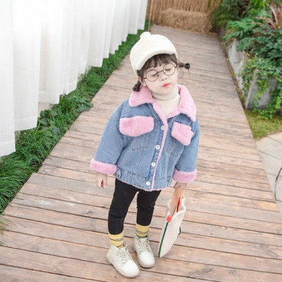 Alkalmi gyerek farmerdzseki puha béléssel és gombokkal, két színben