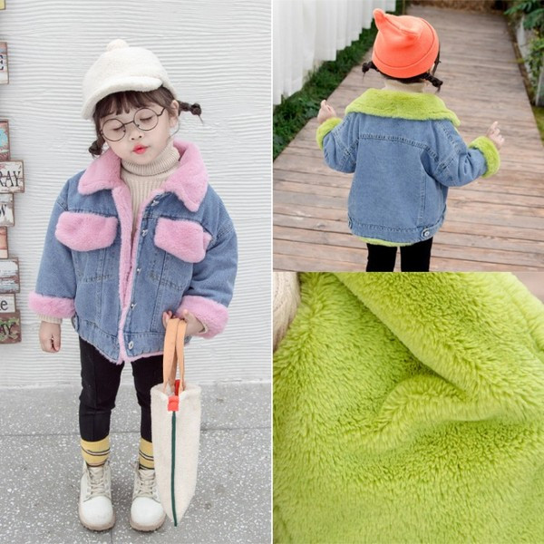 Alkalmi gyerek farmerdzseki puha béléssel és gombokkal, két színben