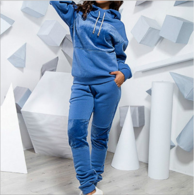 Női sport szett két részből álló kapucnis blúz + sportnadrág kék, barna és zöld színben