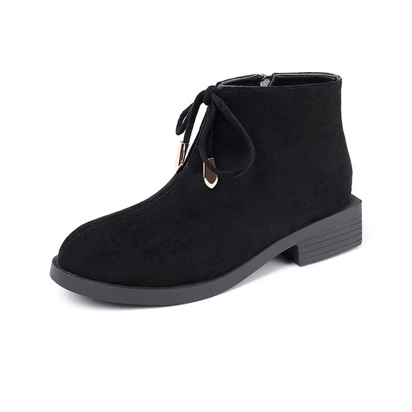 Öko velúrból készült őszi-téli női csizma fekete színben