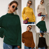 Alkalmi női pulóver polo gallérral, zöld, barna, sárga, fekete és bézs színben