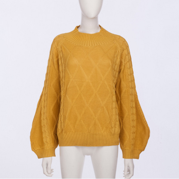 Alkalmi női pulóver polo gallérral, zöld, barna, sárga, fekete és bézs színben