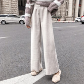 Hosszú, széles kötött nadrág elasztikus derékkal