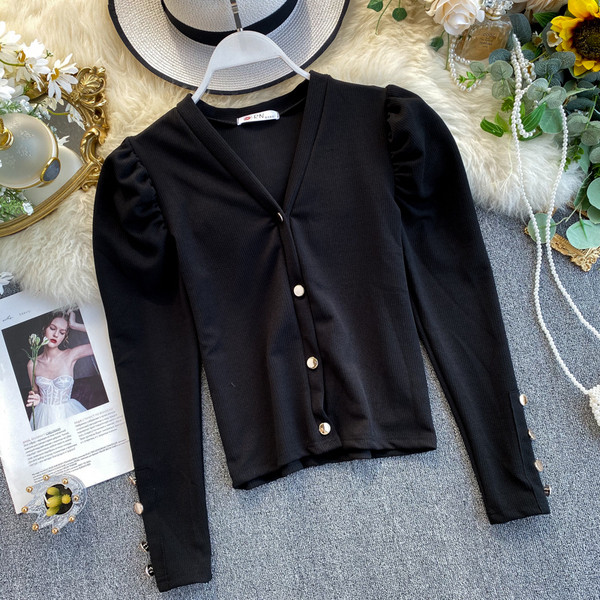 Bluza de dama cu nasturi si decolteu spitz in mai multe culori