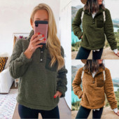 Hétköznapi női blúz új modellje zöld és barna zsebekkel