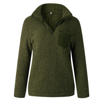 Hétköznapi női blúz új modellje zöld és barna zsebekkel