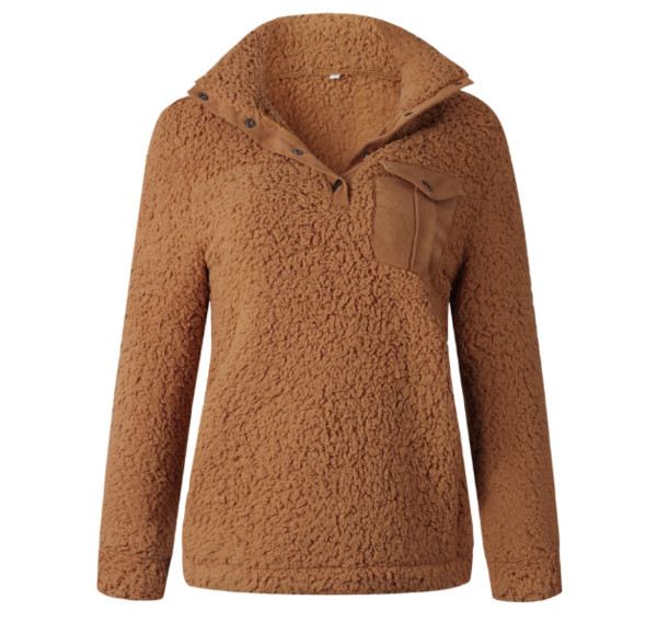 Hétköznapi női blúz új modellje zöld és barna zsebekkel