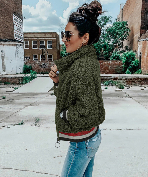 Modern női pulóver három színben cipzárral