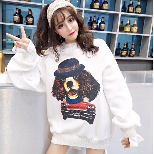 Φαρδύ πουλόβερ σε λευκό και μαύρο  χρώμα με εφαρμογή