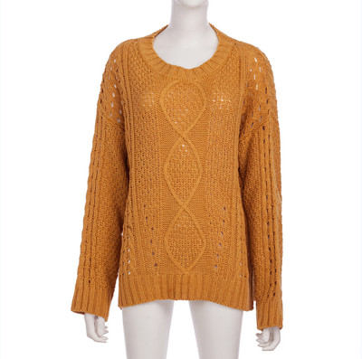 Modern női pulóver kerek nyakkivágással, fehér, sárga és zöld színben