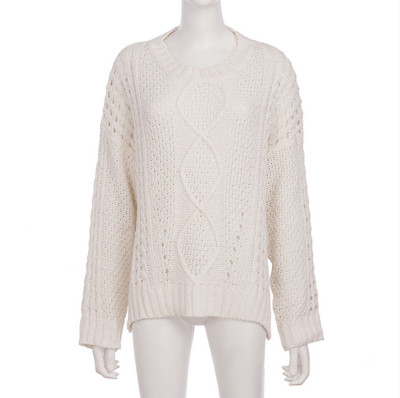 Modern női pulóver kerek nyakkivágással, fehér, sárga és zöld színben