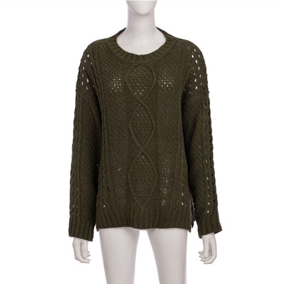 Modern női pulóver kerek nyakkivágással, fehér, sárga és zöld színben