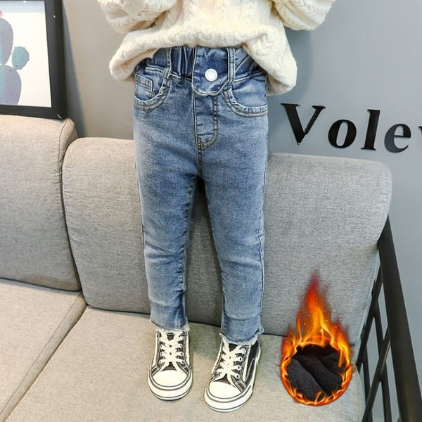 Alkalmi gyerek farmer gumírozással lányoknak kék és fekete színben