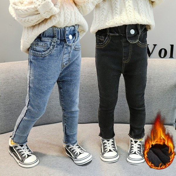 Alkalmi gyerek farmer gumírozással lányoknak kék és fekete színben