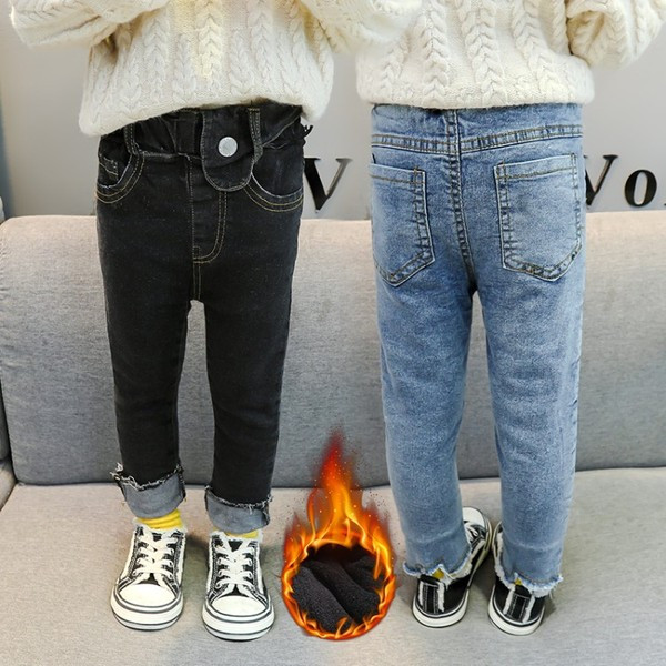 Alkalmi gyerek farmer gumírozással lányoknak kék és fekete színben