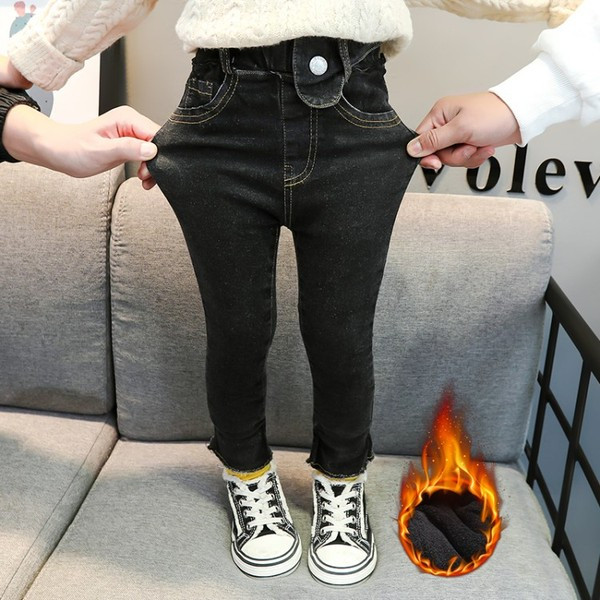 Alkalmi gyerek farmer gumírozással lányoknak kék és fekete színben