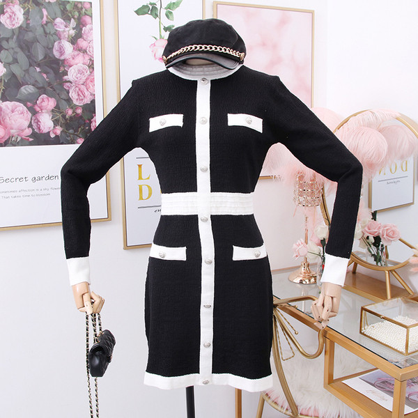 Modern női ruha gombokkal - fehér és fekete színben