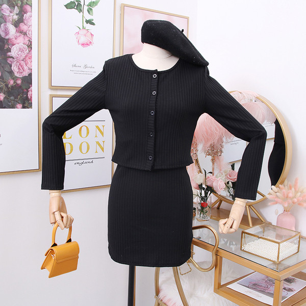 Alkalmi női ruha + mellény szett barna és fekete színben