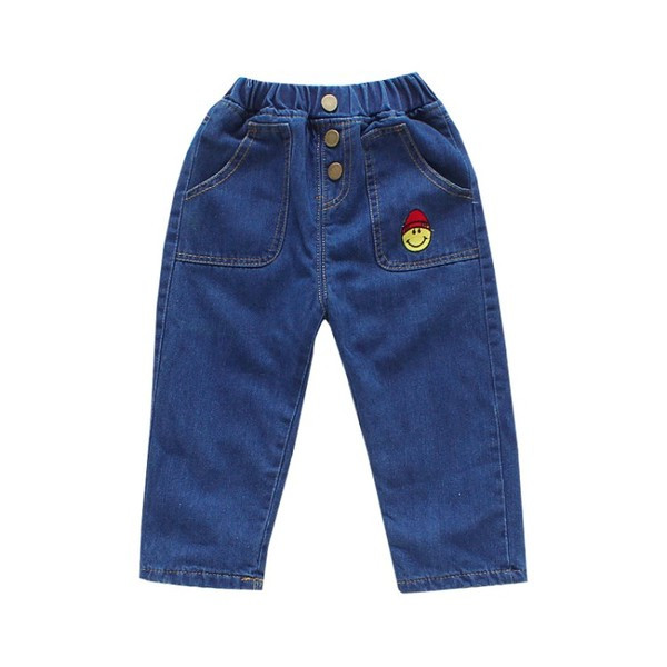 Μοντέρνα παιδικά τζιν με κορδέλα και μπλε κουμπιά για κορίτσια