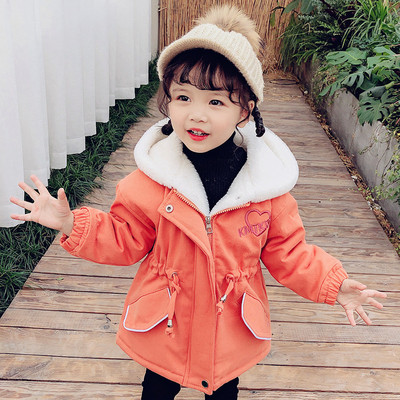 Új modell gyerekkabát, kapucnival, derékban megkötős lányoknak