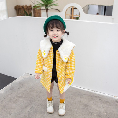 Casual παιδικό μπουφάν με κουμπιά και έγχρωμη εφαρμογή σε τρία χρώματα για κορίτσια