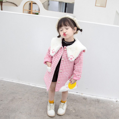 Casual παιδικό μπουφάν με κουμπιά και έγχρωμη εφαρμογή σε τρία χρώματα για κορίτσια