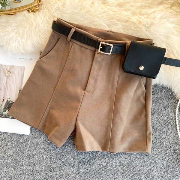 Къси зимни дамски панталони с колан в четири цвята