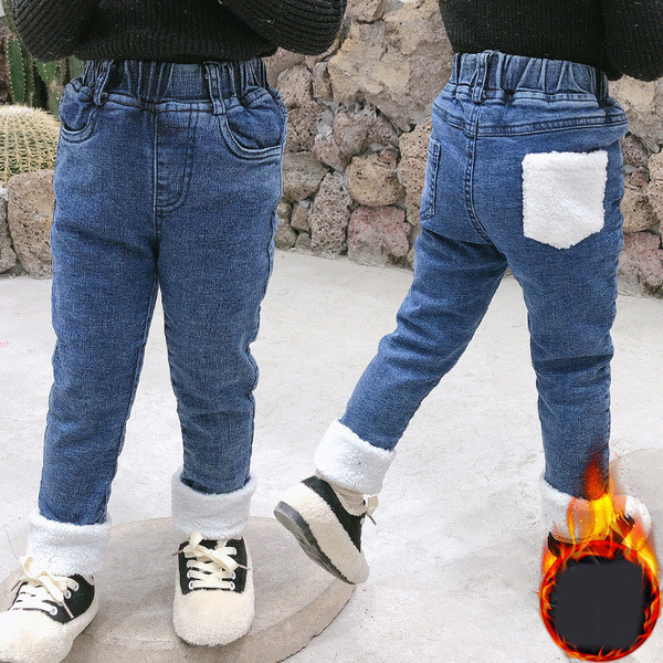 Gyermek őszi-téli farmer új modellje puha béléssel, kék színben