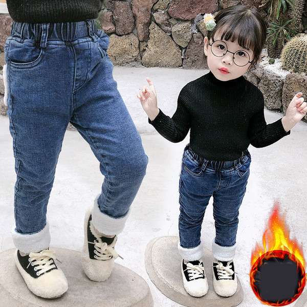 Gyermek őszi-téli farmer új modellje puha béléssel, kék színben