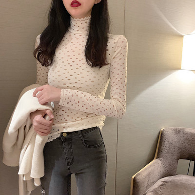 Modern női blúz magas pólógallérral, fehér és fekete színben