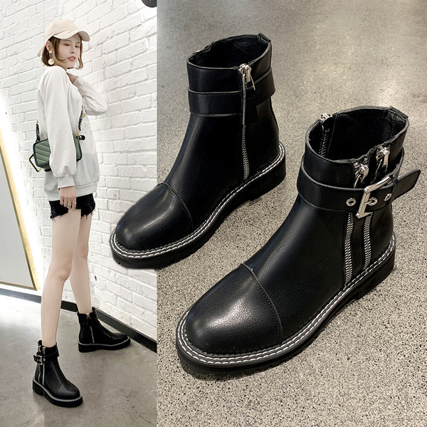 Ghete de dama moderne din piele ecologica de culoare neagra