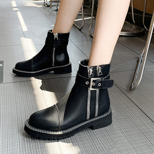 Ghete de dama moderne din piele ecologica de culoare neagra