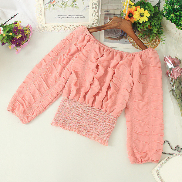 Μοντέρνα γυναικεία μπλούζα με γυμνούς ώμους και μακριά μανίκια σε διαφορετικά χρώματα