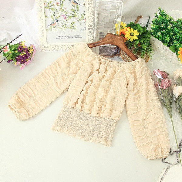 Μοντέρνα γυναικεία μπλούζα με γυμνούς ώμους και μακριά μανίκια σε διαφορετικά χρώματα