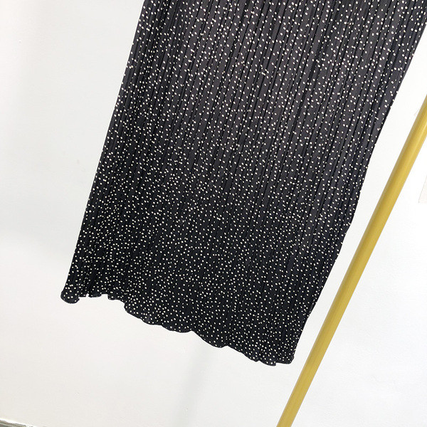 Fusta lunga casual cu talie elastica cu puncte negre