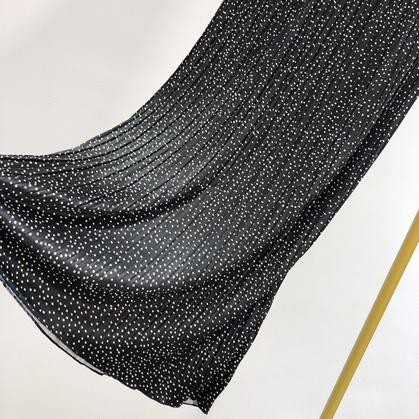 Fusta lunga casual cu talie elastica cu puncte negre