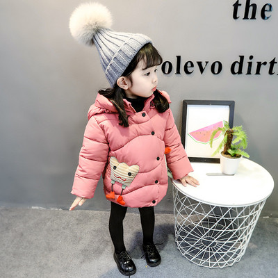 Gyerek téli kabát kapucnival lányoknak sárga és rózsaszín színben