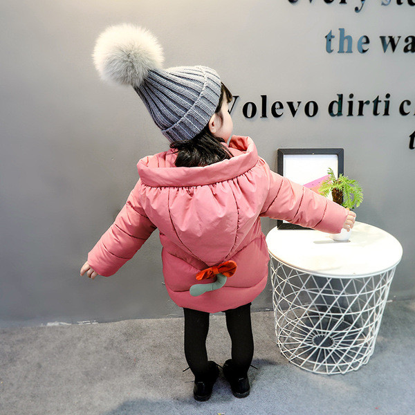 Gyerek téli kabát kapucnival lányoknak sárga és rózsaszín színben