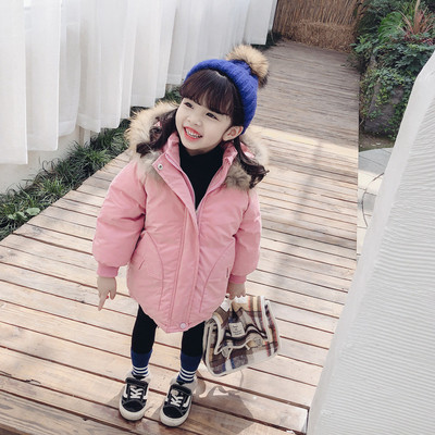 Modern, kapucnis gyerekkabát lányoknak rózsaszín, narancssárga és bézs színben