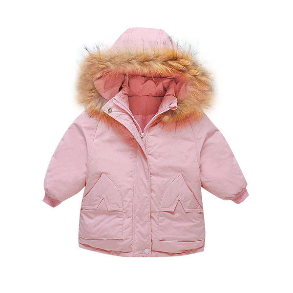 Modern, kapucnis gyerekkabát lányoknak rózsaszín, narancssárga és bézs színben