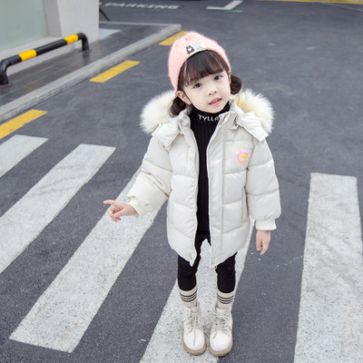 Gyerek téli kabát kapucnival és rátéttel lányoknak fehér és rózsaszín színben