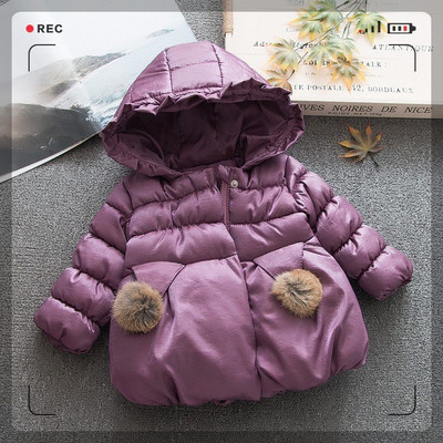 Μοντέρνο παιδικό μπουφάν με κορδέλα και κουκούλα σε διάφορα χρώματα για κορίτσια