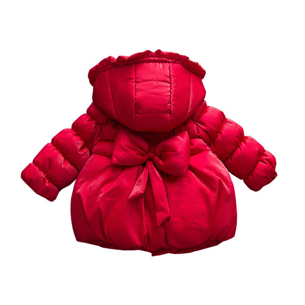 Μοντέρνο παιδικό μπουφάν με κορδέλα και κουκούλα σε διάφορα χρώματα για κορίτσια