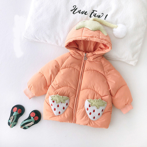 Μοντέρνο παιδικό μπουφάν με τρισδιάστατο στοιχείο και κουκούλα για κορίτσια