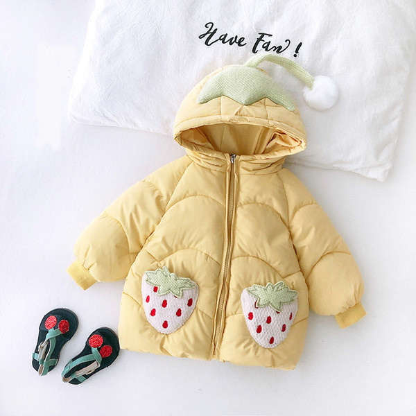 Μοντέρνο παιδικό μπουφάν με τρισδιάστατο στοιχείο και κουκούλα για κορίτσια