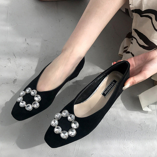 Modern női öko-velúr cipő vastag sarkú